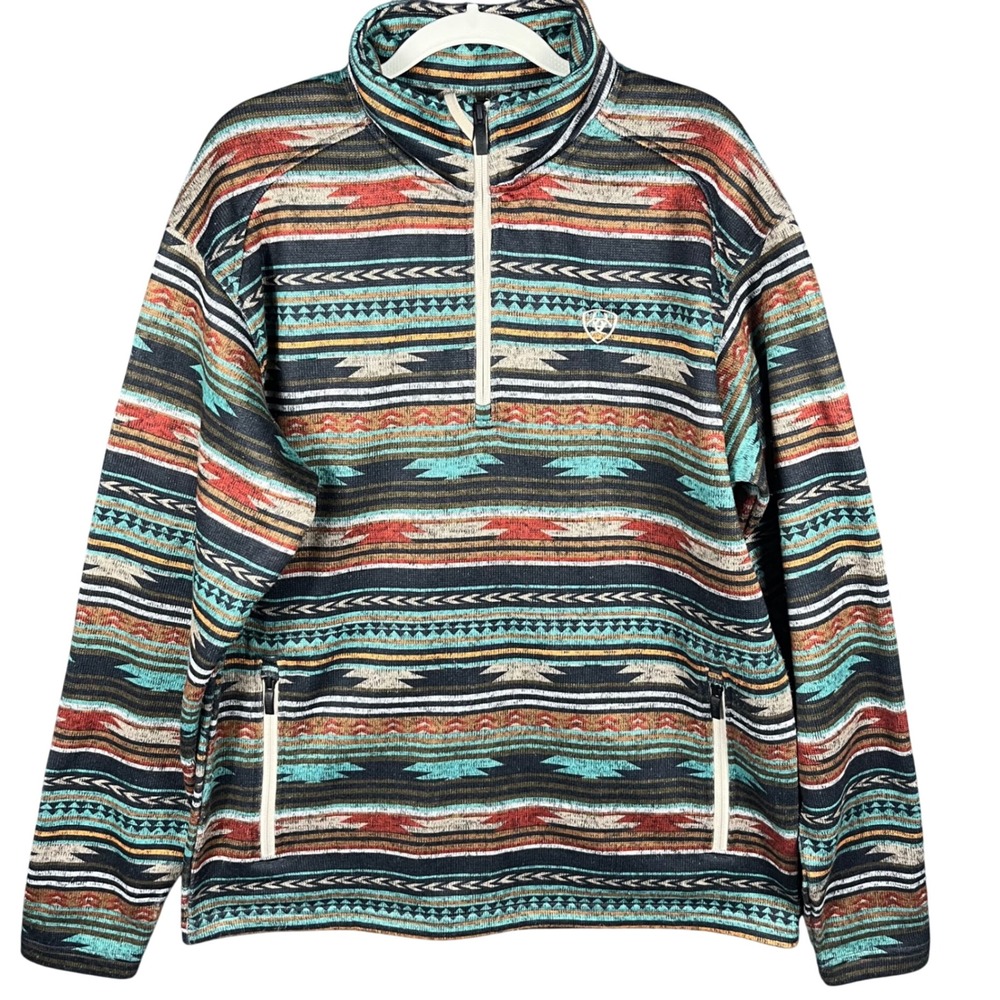 Ariat Pullover Men Large Multicolor Southwestern Aztec 1/4 Zip Fleece Jacket